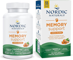 Omega Memory with Curcumin, Lemon - 60 Soft Gels - 1000 mg Omega-3 + 400 mg Optimized Curcumin - Memory, Cognition - Contains Phosphatidylcholine & Huperzine A - Non-GMO - 30 Servings in Pakistan