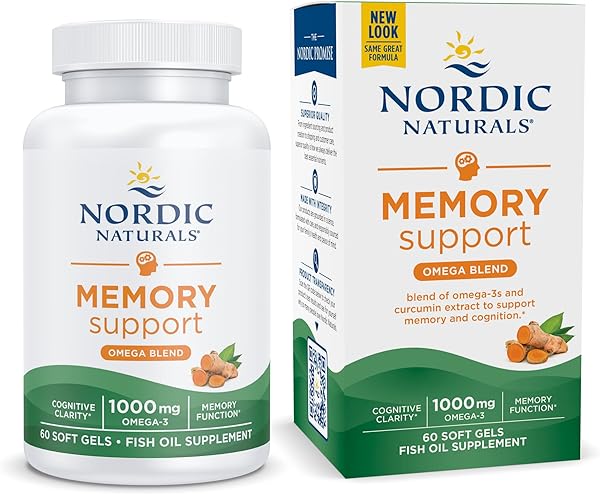 Omega Memory with Curcumin, Lemon - 60 Soft Gels - 1000 mg Omega-3 + 400 mg Optimized Curcumin - Memory, Cognition - Contains Phosphatidylcholine & Huperzine A - Non-GMO - 30 Servings in Pakistan in Pakistan