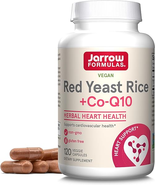 Jarrow Formulas Red Yeast Rice 1200 mg & Co-Q10 100 mg Per Serving - 120 Veggie Caps - 60 Servings - Herbal Heart Health Dietary Supplement - Supports Cardiovascular & Heart Health - Vegan in Pakistan in Pakistan
