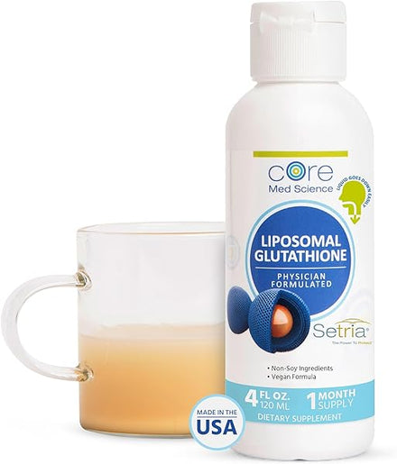 Core Med Science Liposomal Glutathione Liquid Supplement (500mg, 4 Fl Oz) - Pure Reduced Setria with Phospholipid Complex - Antioxidant Supplement for Energy, Brain Health, Skin & Liver Health in Pakistan