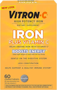 Iron Supplement, Once Daily, High Potency Iron Plus Vitamin C, Supports Red Blood Cell Production, Dye Free Tablets, 60 Count in Pakistan