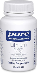 Pure Encapsulations Lithium Orotate 5 mg - Brain Support Supplement - with N-Acetyl-L-Cysteine (NAC) for Memory & Brain Behavior* - Gluten Free & Non-GMO - 90 Capsules in Pakistan