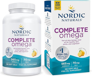 Complete Omega, Lemon Flavor - 180 Soft Gels - 565 mg Omega-3 - EPA & DHA with Added GLA - Healthy Skin & Joints, Cognition, Positive Mood - Non-GMO - 90 Servings in Pakistan