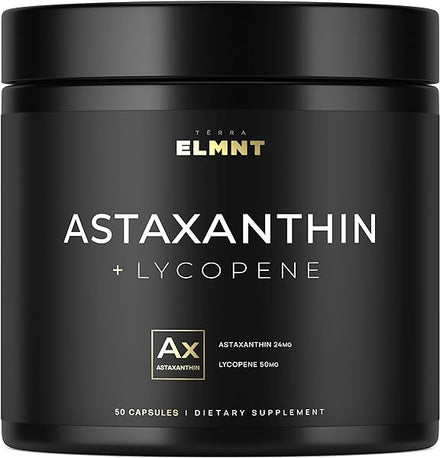 Clinical Strength Astaxanthin + Lycopene Supplement w. Astaxanthin 24mg & Lycopene 50mg - Powerful Carotenoids Skin Tone & Antioxidants Supplements - 100% Natural Astaxanthin from MicroAlgae - Non-GMO in Pakistan