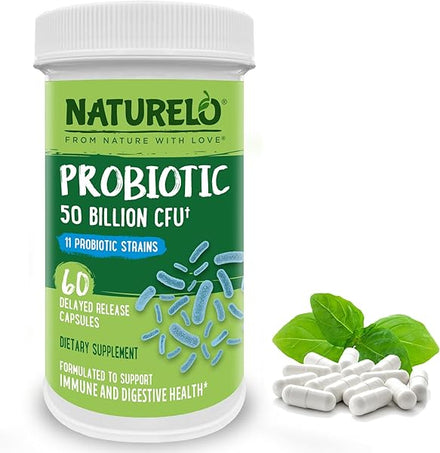 Probiotic Supplement - 50 Billion CFU - 11 Strains - One Daily - Helps Support Digestive & Immune Health - Delayed Release - No Refrigeration Needed - 60 Vegan Capsules in Pakistan