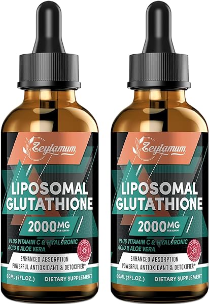 2000MG Liposomal Glutathione Liquid Drops, Enhanced Absorption, Glutathione Supplement, with Vitamin C, Hyaluronic Acid, L-Glutathione, Non-GMO Antioxidant for Liver Detox, Immune System, 4.05 OZ in Pakistan