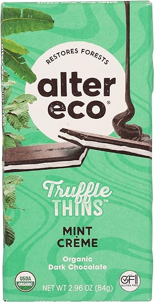 Organic Dark Chocolate Mint Crème Truffle Thins Bar, No Artificial Sweetener, 2.96 Ounce (Pack of 12) in Pakistan in Pakistan