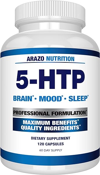 Arazo Nutrition 5-HTP 200 MG Plus Calcium for Mood, Sleep – Supports Calm and Relaxed Mood – 99% High Purity – 120 Capsules in Pakistan in Pakistan