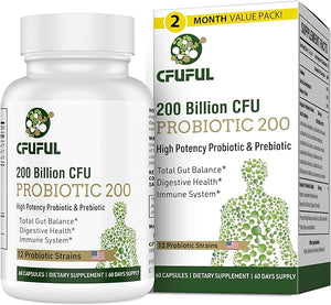 200 Billion CFU 12 Strains Probiotic for Women and Men, With 3 Organic Prebiotic, Daily Probiotics for Digestive, Bloating & Gas, Immune, Gut, Energy, Overall Health, Shelf Stable - 2 Month Supply in Pakistan