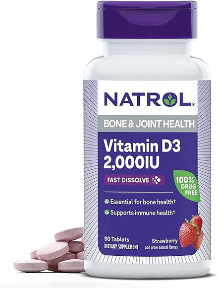 Fast Dissolve Vitamin D3 2,000 IU, Dietary Supplement for Bone and Joint Health, Bone Support Supplement, 90 Tablets, 90 Day Supply in Pakistan