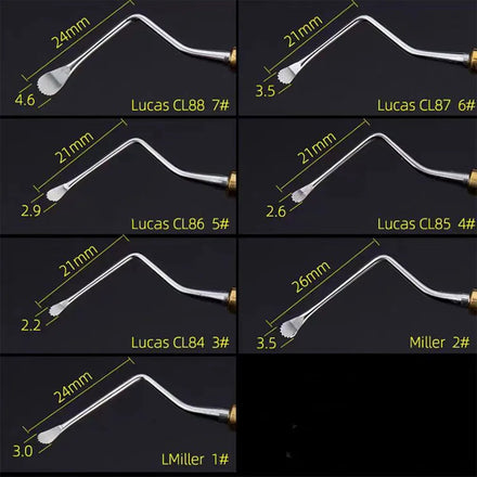 7Pcs Dental Curette Jagged Curettes Kit Dental Scaler Gracey Bone Curette Implant Tools