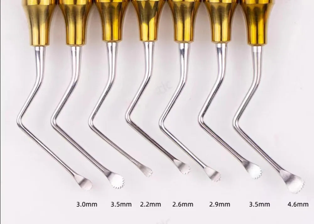 7Pcs Dental Curette Jagged Curettes Kit Dental Scaler Gracey Bone Curette Implant Tools
