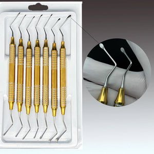7Pcs Dental Curette Jagged Curettes Kit Dental Scaler Gracey Bone Curette Implant Tools