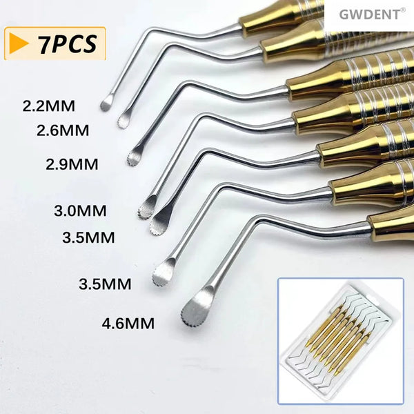 7Pcs Dental Curette Jagged Curettes Kit Dental Scaler Gracey Bone Curette Implant Tools in Pakistan