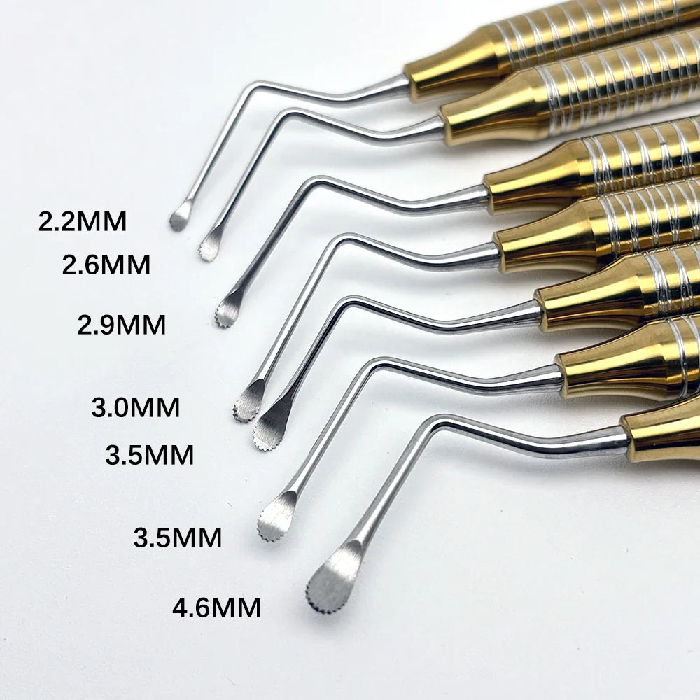 7Pcs/set Dental Curette Jagged Curettes Kit Dentistry Double Ends Cleaning Excavator Restorative Spoon Implant Tools