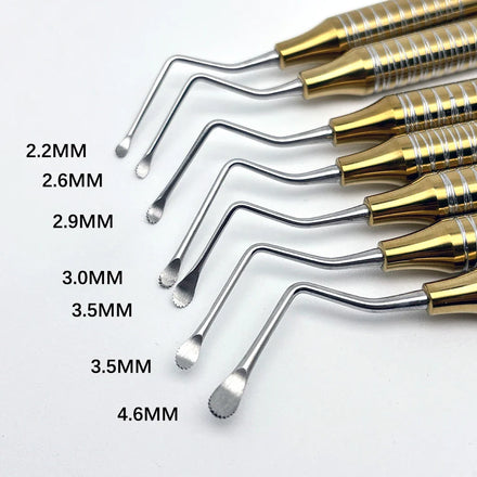 7Pcs/set Dental Curette Jagged Curettes Kit Dentistry Double Ends Cleaning Excavator Restorative Spoon Implant Tools