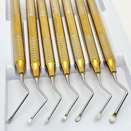 7Pcs/set Dental Curette Jagged Curettes Kit Dentistry Double Ends Cleaning Excavator Restorative Spoon Implant Tools