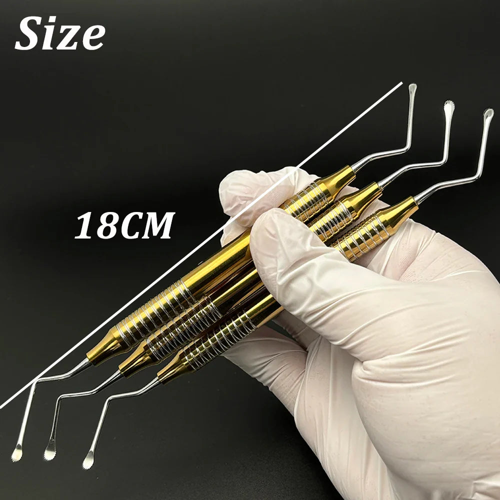 7Pcs/set Dental Curette Jagged Curettes Kit Dentistry Double Ends Cleaning Excavator Restorative Spoon Implant Tools