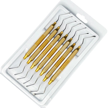 7Pcs/set Dental Curette Jagged Curettes Kit Dentistry Double Ends Cleaning Excavator Restorative Spoon Implant Tools
