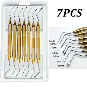 7Pcs/set Dental Curette Jagged Curettes Kit Dentistry Double Ends Cleaning Excavator Restorative Spoon Implant Tools