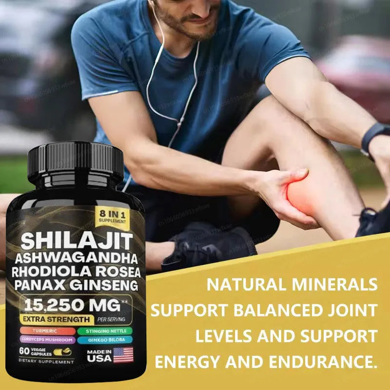 8-IN-1 Shilajit Capsules Pure Himalaya Supplement Supports Energy Endurance Muscle Building and Stress Relief