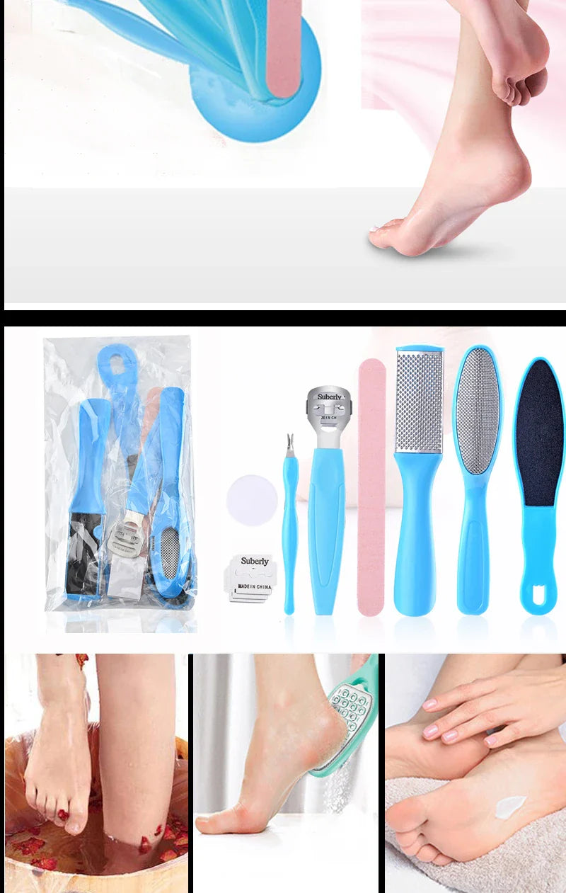 8 Piece Set Foot Rasp High Stainless Steel Remover Exfoliating Heel Sharpener Dead Skin Crackles Removal Nail Foot Care Tool
