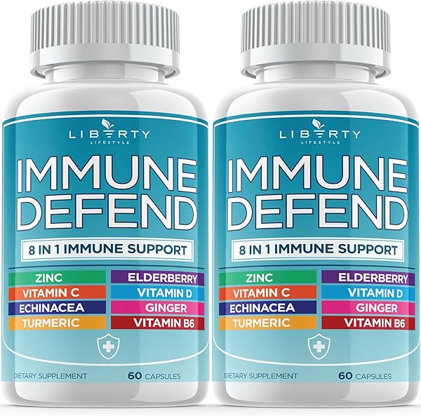 8 in 1 Immune Defense Support, Immunity Vitamins Supplement Booster with Zinc 50mg, Vitamin C Elderberry Vit D3 5000 IU, Turmeric Curcumin & Ginger, Echinacea - Allergy Relief for Kids Adults (2 Pack) in Pakistan in Pakistan