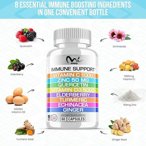 8-in-1 immune support containing quercetin zinc, vitamins, and elderberry echinacea ginger suitable for adults and children in Pakistan