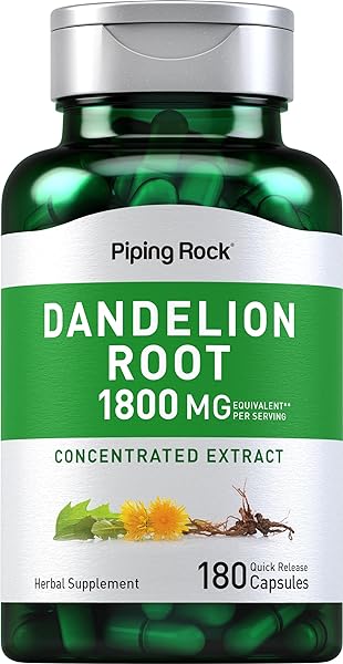 Dandelion Root Herbal Supplement | 1800mg Capsules | 180 Count | Concentrated Extract | Gluten Free, Non-GMO in Pakistan