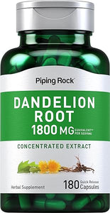 Dandelion Root Herbal Supplement | 1800mg Capsules | 180 Count | Concentrated Extract | Gluten Free, Non-GMO in Pakistan