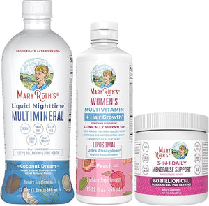 MaryRuth's Women's Multivitamin+Lustriva Hair Growth, Menopause Support, & Daily Liquid Multimineral, 3-Pack Bundle for Hair Support, Skin Health, Immune Support, Gut Health, and Sleep Support in Pakistan