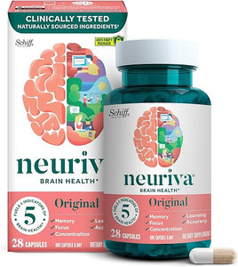 NEURIVA Original Decaffeinated Clinically Tested Nootropic Brain Supplement for Memory, Focus & Concentration, NeuroFactor & Phosphatidylserine, 28ct Capsules in Pakistan