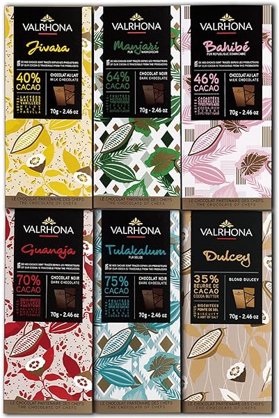 Tasting Bar Gift Set ASSORTMENT. 6 Exquisite Tasting Bars - Perfect For Your Chocolate Obsessed Loved One. Grand Cru Bars from Dark to Light & In Between. Great for Baking! 70g (Pack of 6) in Pakistan