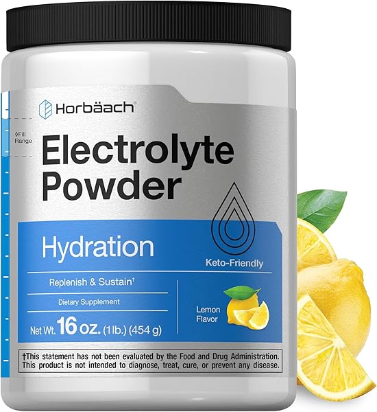 Horbäach Electrolytes Powder | 16 oz | 130 Servings | Hydration Supplement | Vegetarian | Keto-Friendly | Non-GMO, Gluten Free Formula | Lemon Flavor in Pakistan in Pakistan