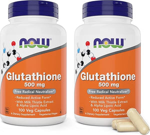 Glutathione 500 mg, 100 Vegan Capsules (Pack of 2) - Reduced Form GSH Supplement - Enhanced with Milk Thistle Extract and Alpha Lipoic Acid in Pakistan
