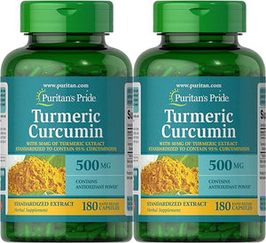 Turmeric Curcumin 500 Mg Contains Antioxidants, 180 Count (Pack of 2), Total 360 Count in Pakistan