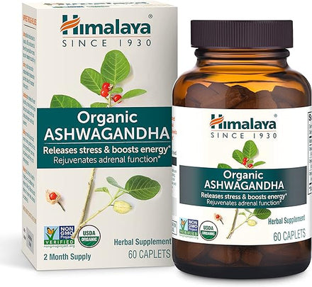 Organic Ashwagandha, 60 Day Supply, Herbal Supplement for Stress Relief, Energy Support, Occasional Sleeplessness, Organic, Non-GMO, Vegan, Gluten Free, 670 mg, 60 Caplets in Pakistan