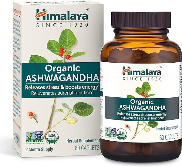 Organic Ashwagandha, 60 Day Supply, Herbal Supplement for Stress Relief, Energy Support, Occasional Sleeplessness, Organic, Non-GMO, Vegan, Gluten Free, 670 mg, 60 Caplets in Pakistan in Pakistan