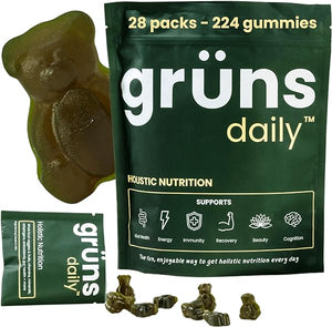 Super Greens Gummy Bears: Organic Spirulina and Chlorella, Prebiotics for Digestive Health, 20+ Vitamins and Minerals - 28 sachets - 224 Gummies in Pakistan