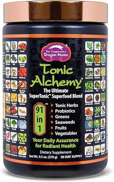 Tonic Alchemy Greens Superfood Powder - Greens Powder with 91 Ingredients: Tonic Herbs, Mushrooms, Probiotics, Super Greens, Seaweeds, Fruits, Vegetables, Spirulina - 30 Servings in Pakistan