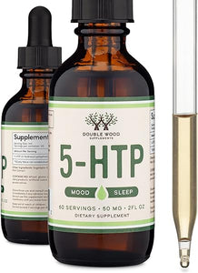 5HTP Liquid Drops - More Absorbable and Effective Than 5 HTP Capsules (60 Servings of 50mg 99%+ 5-HTP) Serotonin Supplement for Mood, Sleep, and Relaxation by Double Wood in Pakistan