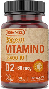 DEVA Vegan Vitamin D2 60 mcg 2400 IU, Ergocalciferol Supplement with No Animal Ingredients, 90 Tablets, 1-Pack in Pakistan