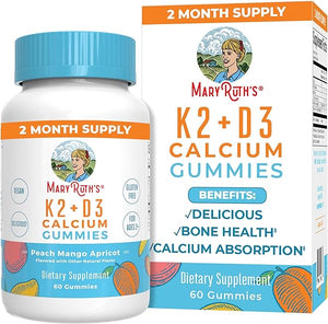 MaryRuth Organics Calcium with Vitamin D & Vitamin K2, 2 Month Supply, Calcium Supplement Supports Bone Health & Joint Support, with Vitamins D3 K2 Gummies, Vegan, Non-GMO, Gluten Free, 60 Count in Pakistan