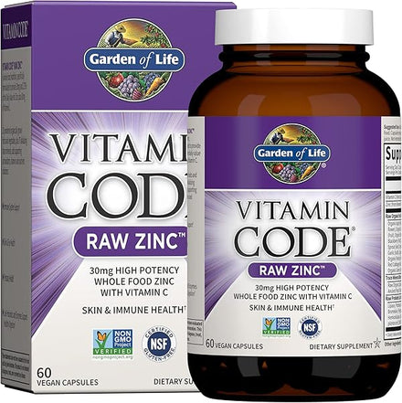 Zinc Supplements 30mg High Potency Raw Zinc and Vitamin C Multimineral Supplement, Vitamin Code Vitamins Trace Minerals & Probiotics for Skin Health & Immune Support, 60 Vegan Capsules in Pakistan