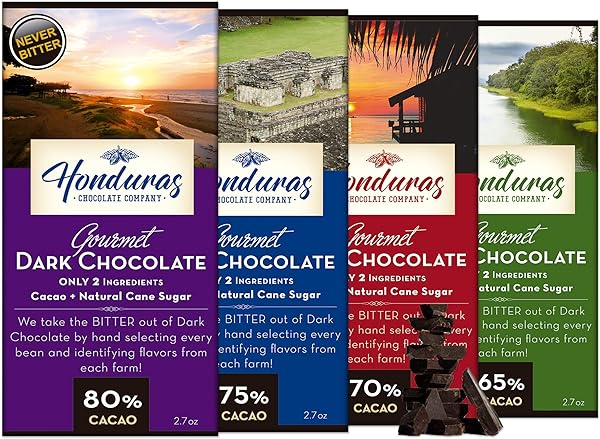 Variety Pack of Gourmet Dark Chocolate Bars, 65%, 70%, 75% and 80% Cacao, 2.7 Ounce (Pack of 4) in Pakistan in Pakistan