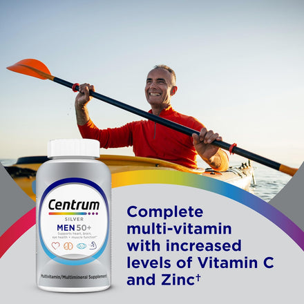 Centrum Silver Men's 50+ Multivitamin with Vitamin D3, B-Vitamins, Zinc for Memory and Cognition - 200 Tablets