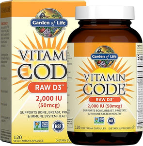 D3 - Vitamin Code Whole Food Raw D3 Vitamin Supplement, 2000 Iu, Dairy and Gluten Free, Vegetarian, 120 Capsules D3 with Organic Green Cracked Wall Chlorella Plus Probiotics in Pakistan