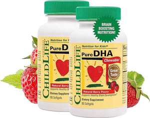 ChildLife Essentials Pure DHA - Childrens DHA Supplement, Cod Liver Oil EPA DHA Chewable, All-Natural, Gluten-Free, DHA Nutritional Supplements - Natural Berry Flavor, 90 Chewable Softgels (Pack of 2) in Pakistan