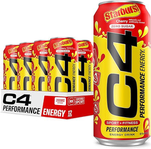 C4 Energy Drink, Starburst Cherry, Carbonated Sugar Free Pre Workout Performance Drink with no Artificial Colors or Dyes, 16 Oz, 12 count in Pakistan