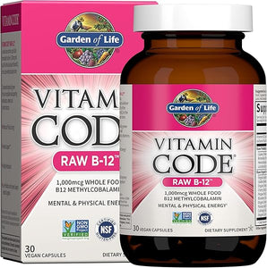 B12 - Vitamin Code Raw - 30 Capsules, 1,000mcg Whole Food Methylcobalamin for Energy, Vegan B12 Vitamin plus Probiotics & Enzymes, Gluten Free Supplements in Pakistan